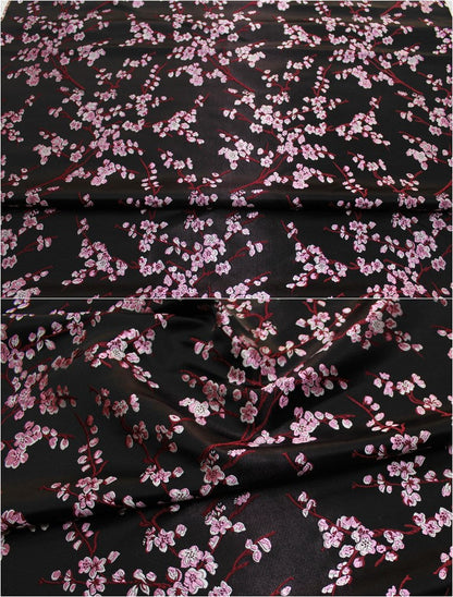 Tissu brocart de soie à fleurs de prunier : tissu pour cheongsam qipao multicolore