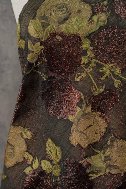 Rose Jacquard Brocade Fabric | Embossed Floral Dress Material, 59" Wide