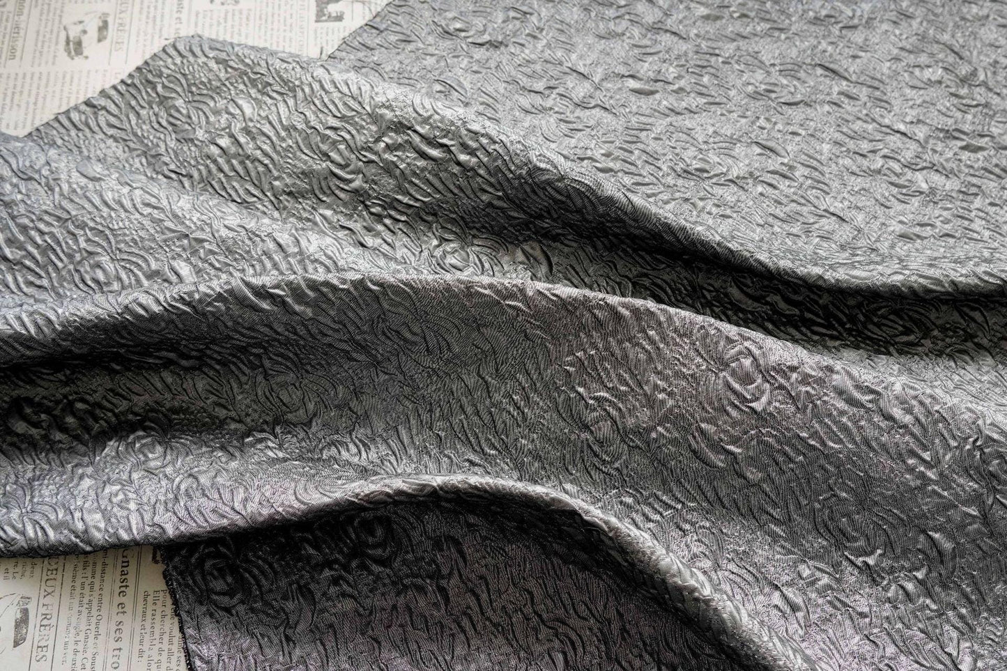 Embossed Jacquard Fabric with Metallic Threads ��� Textured Vintage Ma