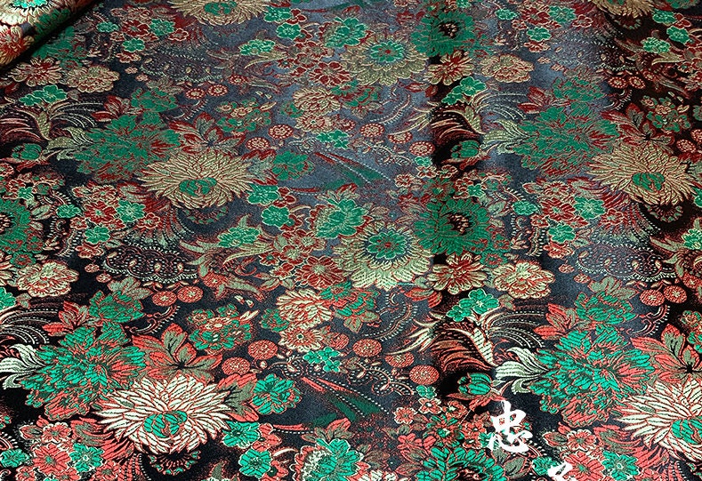 Floral Silk Brocade Fabric: Colorful Cheongsam Qipao Sewing Material