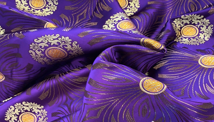 Brocart de soie à motif floral : ameublement et couture, largeur 75 cm