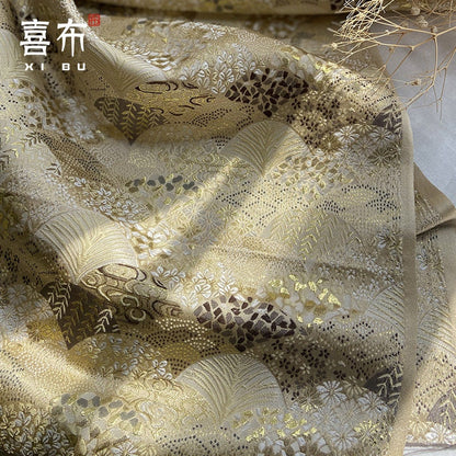 Tissu japonais Nishijin bleu sarcelle : Brocart de soie pour la couture