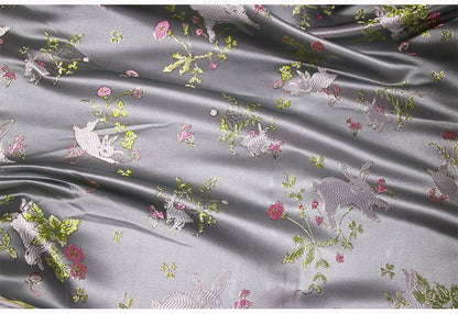 Rabbit Jacquard Brocade Fabric: 57"W Silk Rayon Damask