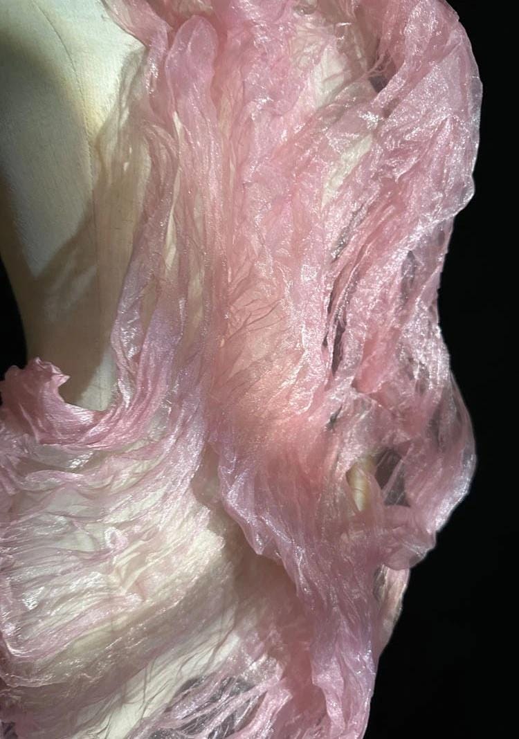Pink Mermaid Organza Fabric: Water Reflective, Stiff Texture (55" W)