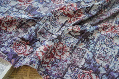 Rose Pattern Jacquard Fabric: Gold Thread Designer Fabric, 55" Wide