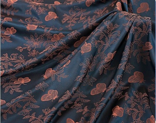 Floral Tea Silk Satin Fabric - 59"W Digital Print