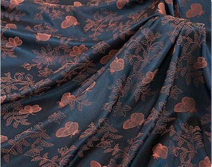 Floral Tea Silk Satin Fabric - 59"W Digital Print