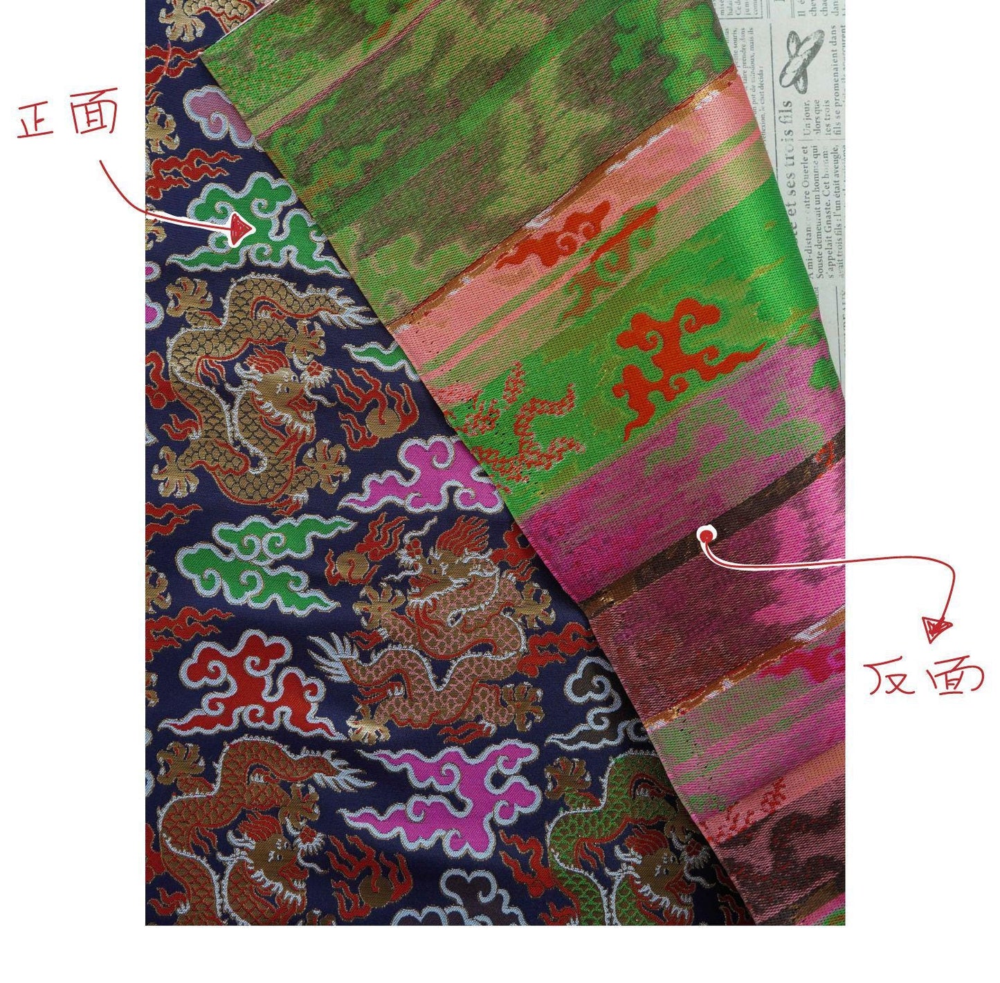 Chinese Dragon Brocade Fabric - Auspicious Cloud Woven Textile, 60" Wide