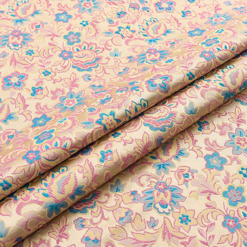 Floral Brocade Fabric: Silk Rayon Blend, Cheongsam Qipao Material (29.5" Wide)