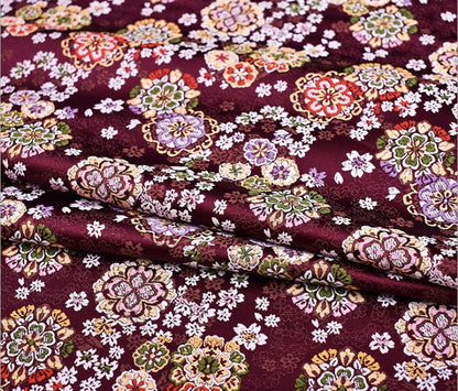 Cherry Blossom Silk Brocade Fabric: Japanese Kimono Sewing Material
