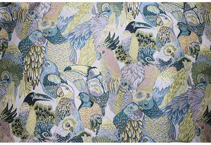 Tissu jacquard perroquet : tissu d’ameublement et de couture de créateur, 145 cm de large