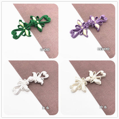 Boutons de cheongsam papillon en satin : attaches décoratives en forme de nœud (paire)