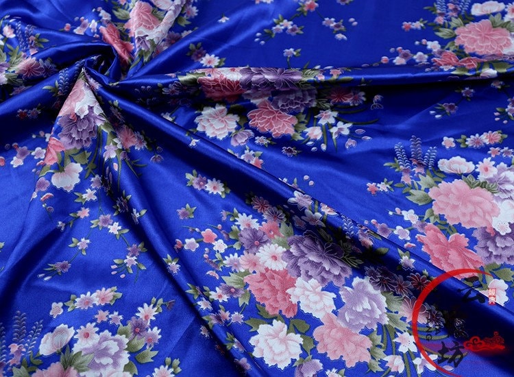 Floral Printed Bridal Satin Fabric: Soft Polyester, 59" Wide