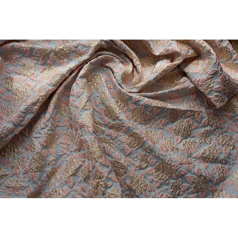 Tissu jacquard floral à fil doré : texture 3D, largeur 160 cm, ameublement et confection