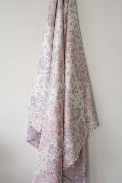 Japanese Brocade Fabric: Fish Scale Flower Jacquard Kimono Damask, 59" Wide