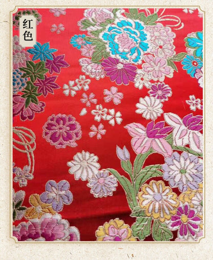Tissu brocart de soie japonais Nishijin : Jacquard Hortensia (largeur 29,5")