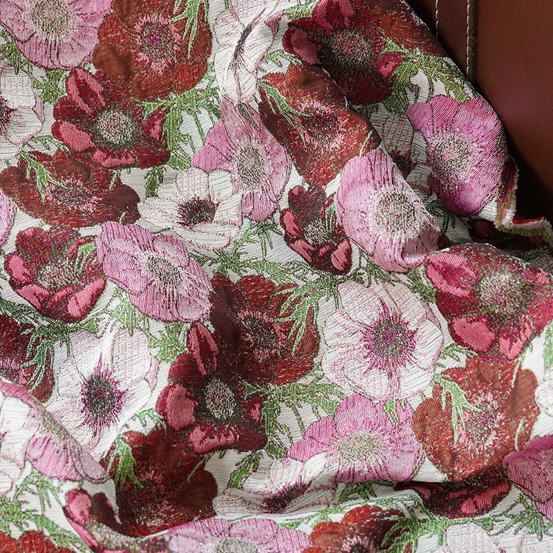Floral Jacquard Woven Fabric: Oil Painting Style, 65" Wide
