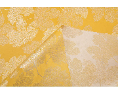 Tissu brocart à motif feuille d'érable : jacquard satin antique double face, 150 cm de large