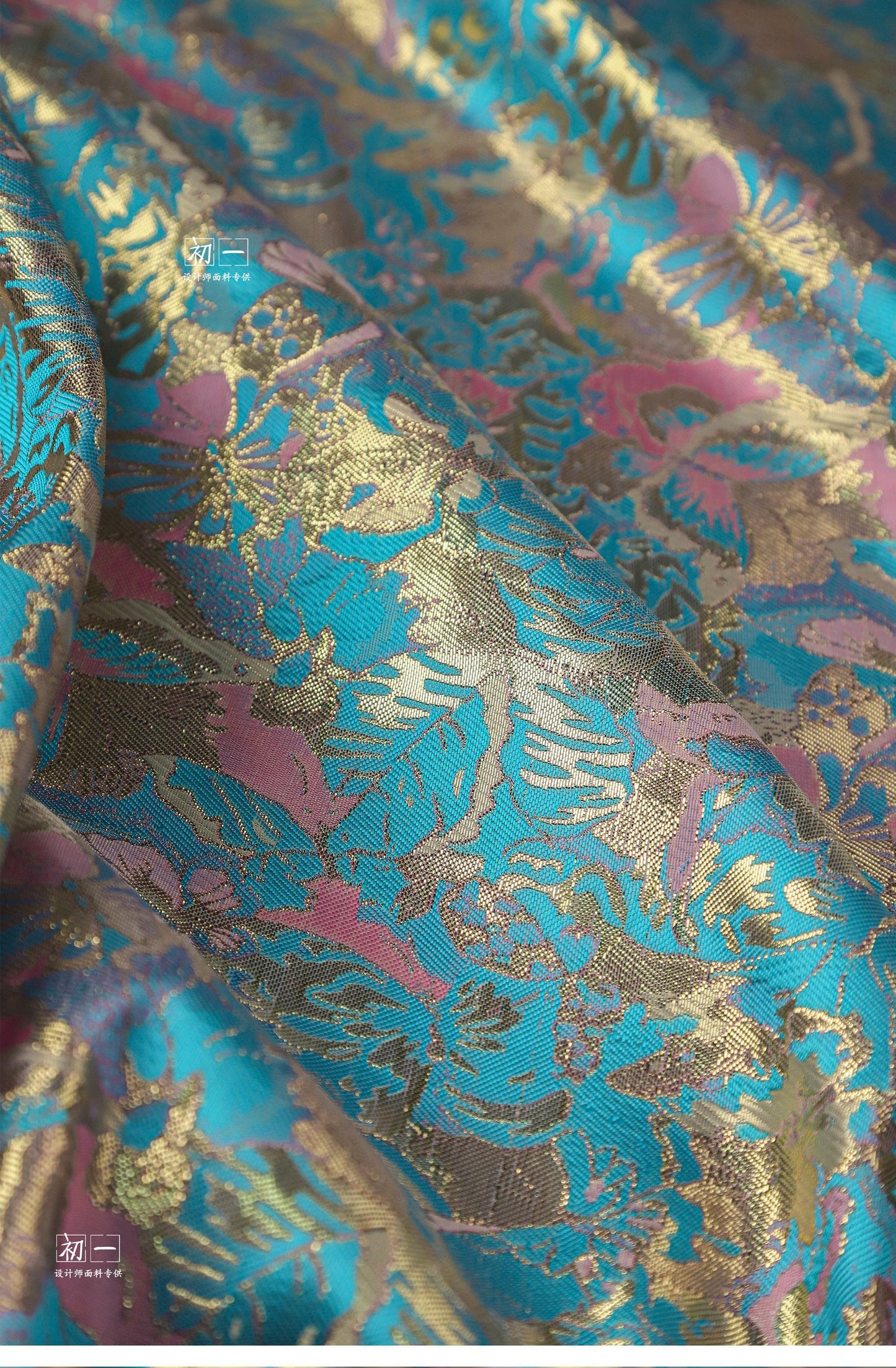 Gold Thread Jacquard Fabric: 3D Oil Painting Texture, 55" Wide