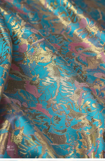 Gold Thread Jacquard Fabric: 3D Oil Painting Texture, 55" Wide