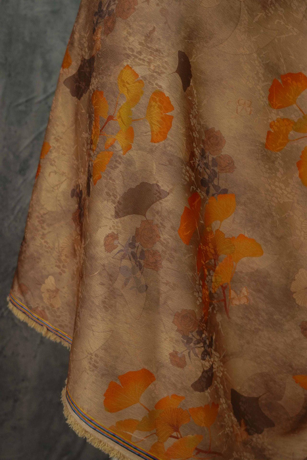 Autumn Leaf Satin Fabric: 59"W Gambiered Canton Gauze