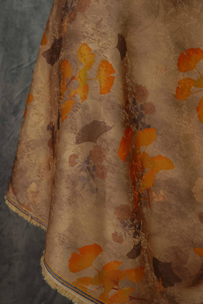 Autumn Leaf Satin Fabric: 59"W Gambiered Canton Gauze