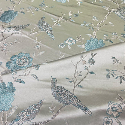 Tissu brocart jacquard Oiseau d'argent : Cheongsam, Qipao, Costume, Décoration (57 po de largeur)