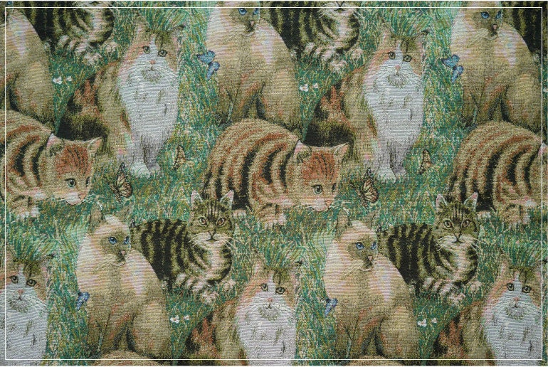 Cat Jacquard Fabric: Autumn Winter Upholstery, Sewing Material (59"W By 1 Meter)