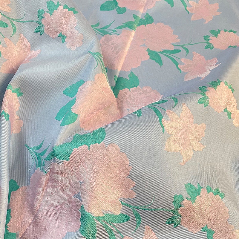 Pink 3D Flower Jacquard Fabric: Upholstery, Costume, & Handbag Sewing - 57" Wide