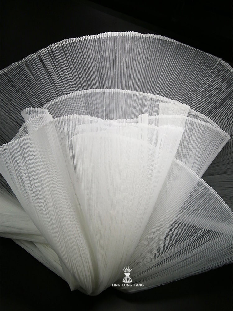 Pleated Hard Yarn Tulle Fabric: 59" Wide Designer Material