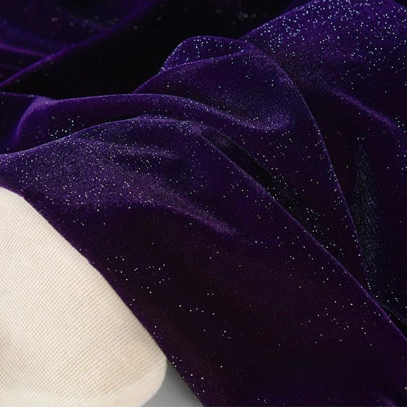Tissu velours coréen pailleté : Gypsophila drapé extensible dans les quatre sens