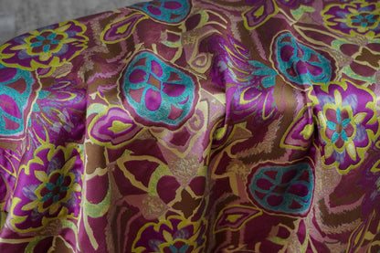Tissu jacquard gaufré : brocart floral géométrique abstrait, 150 cm de large