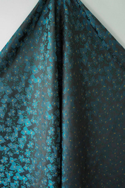 Vintage Style Coffee Brown Embossed Abstract Floral Jacquard Fabric by the Yard, 58"wide