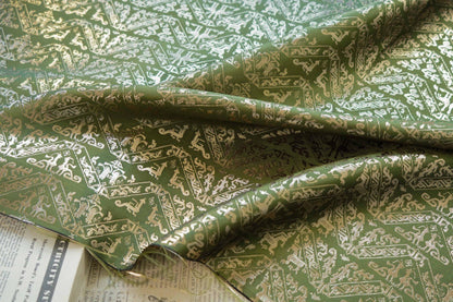 Gold Weaving Jacquard Fabric: Ethnic Upholstery, Sewing, Costume - 59"W