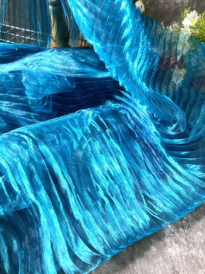 Mermaid Iridescent Organza Fabric: Reflective Water Texture, 57" Wide