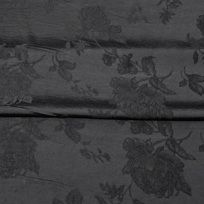 Black Brocade Fabric: Plant Silk Upholstery, Costume, Quilting (55"W)