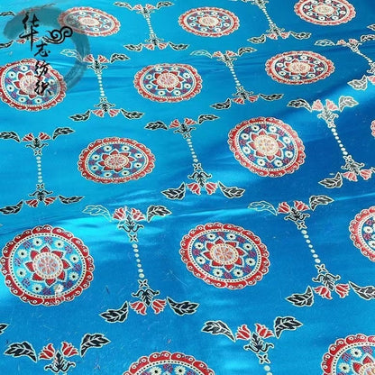 Tibetan Damask Brocade Fabric: Buddhism Inspired Rayon, 29.5"W, By The Meter