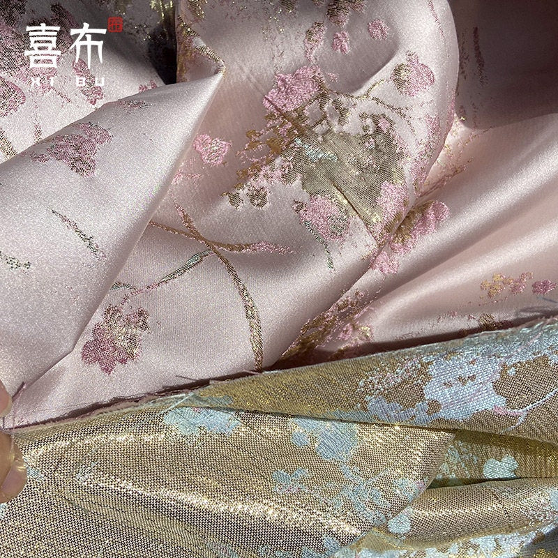 Plum Blossom Jacquard Fabric: Pink Cheongsam Qipao Material (By The Meter)