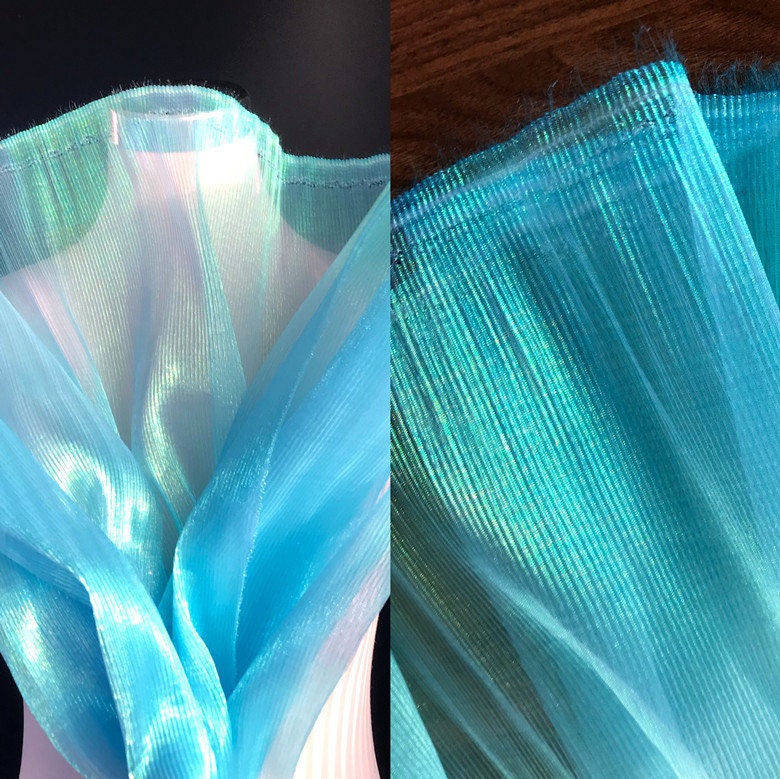 Tissu organza froissé brillant : 150 cm de large, matière rigide de créateur