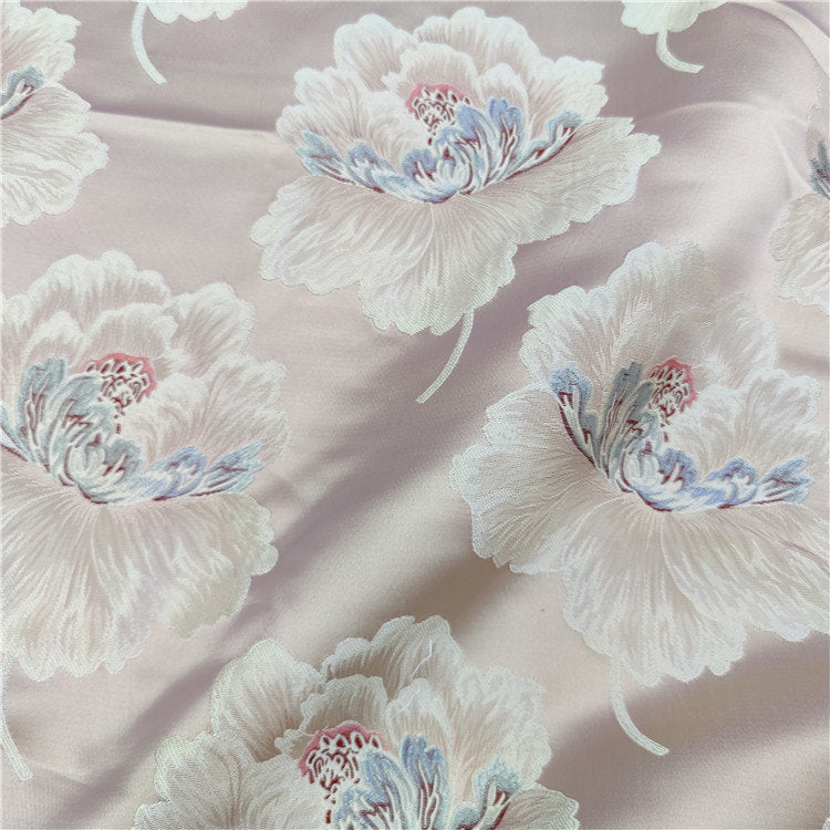 Tissu brocart pivoine : 140 cm de large, rayonne, textile tibétain