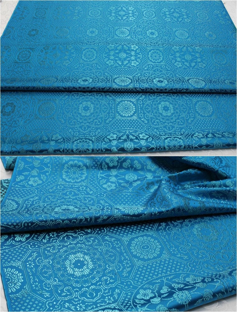 Plum Blossom Brocade Fabric: Chinese Silk Damask, Upholstery & Costume Sewing