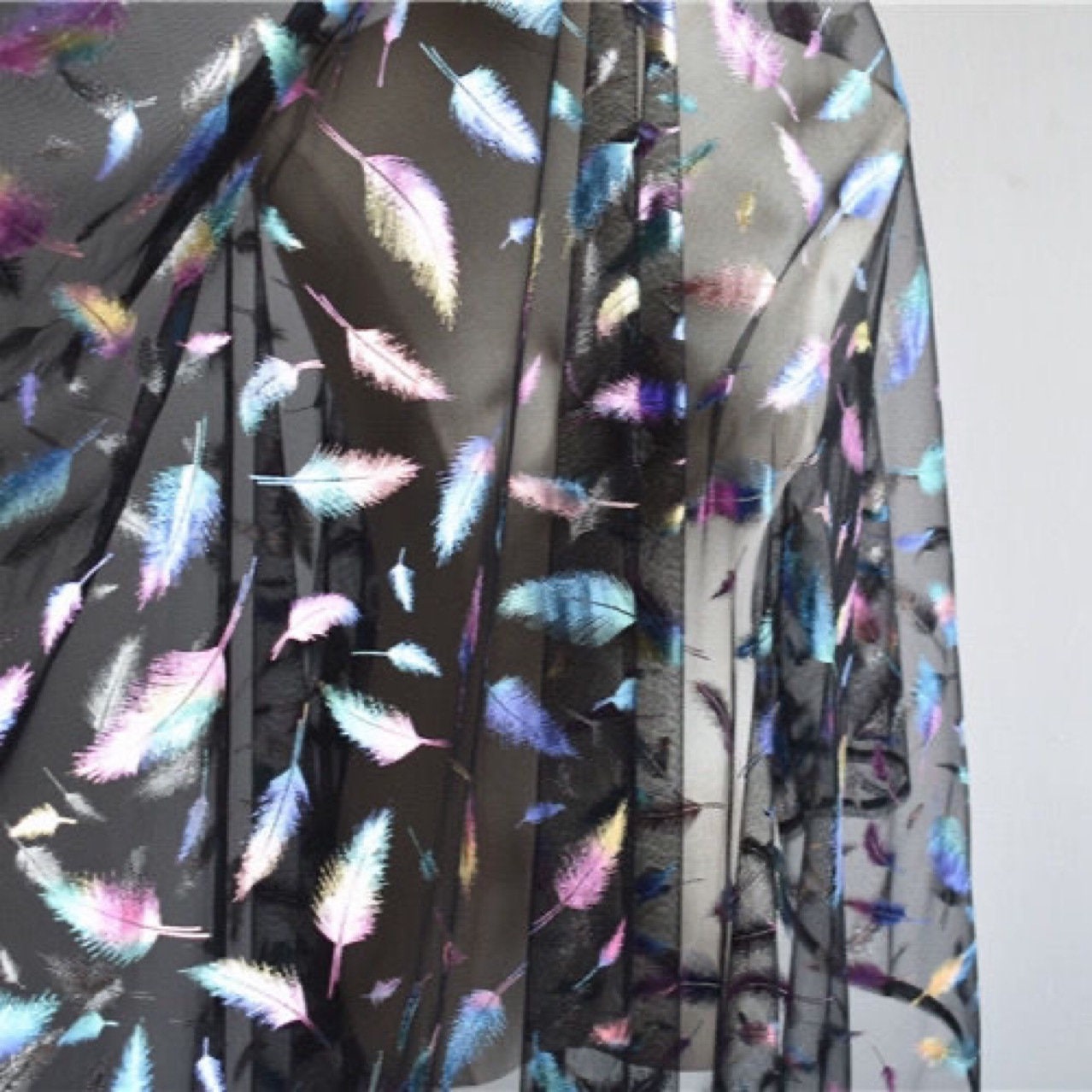 Gradient Feather Mesh Fabric, Stamping Polyester, Sewing Material, 57"Wide