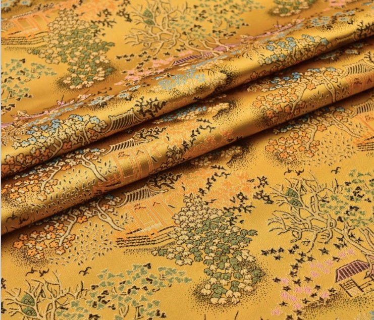Tissu brocart de soie chinois ancien : Ameublement et couture (59 po de largeur)