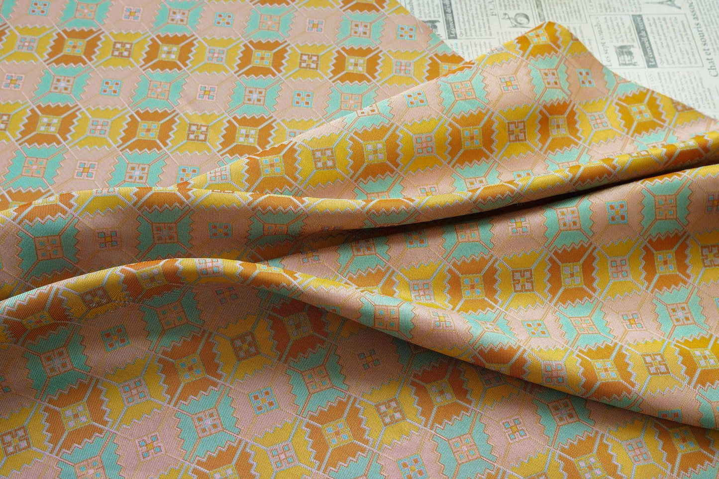 Tissu tissé à carreaux losanges bohèmes : mélange de rayonne, 150 cm de large