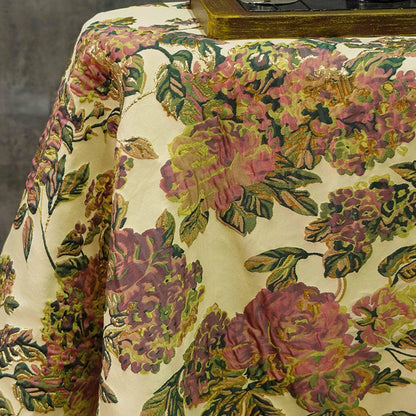 Gold Peony Jacquard Fabric: Elegant Upholstery & Sewing (56"W by 1 Meter)
