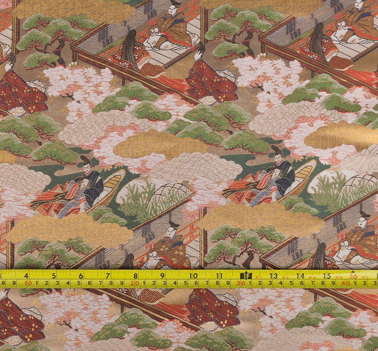 Genji Monogatari Jacquard Silk Brocade Fabric - 59"W Japanese Sewing Fabric