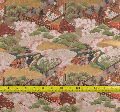 Genji Monogatari Jacquard Silk Brocade Fabric - 59"W Japanese Sewing Fabric
