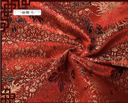 Chrysanthemum Silk Brocade Fabric: Colorful Cheongsam Qipao Sewing Material