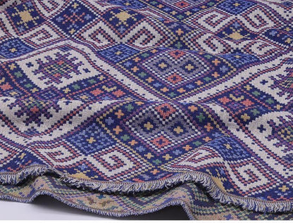 Woven Jacquard Plaid Fabric: Ethnic Boho Upholstery Textile