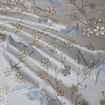 Bird Jacquard Brocade Fabric: 57"W Silk Rayon Damask